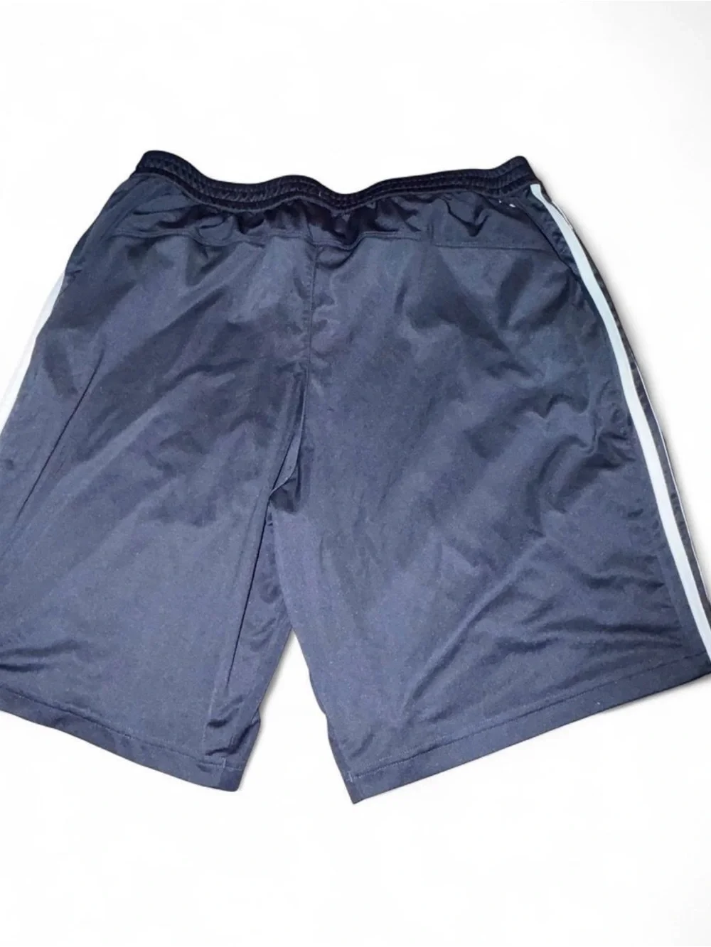 adidas Navy Athletic Shorts with White Side Stripes